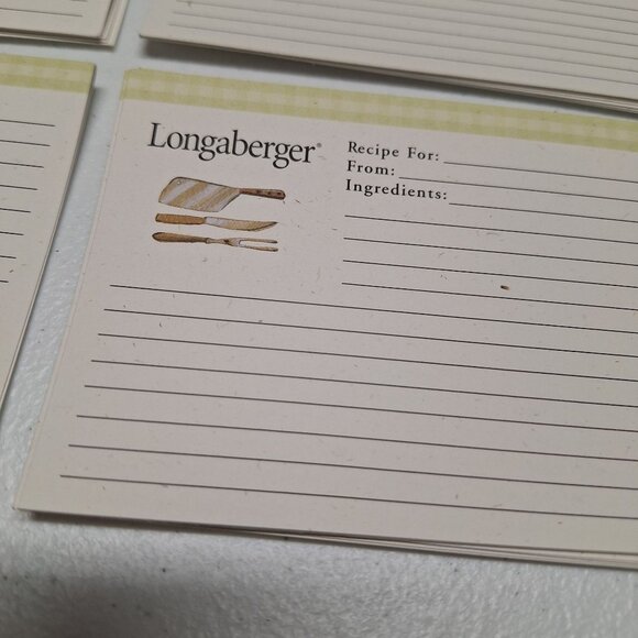 Longaberger Recipe Cards Set 20 Pieces Basket Rolling Pin Knives Casserole Dish - Picture 2 of 5